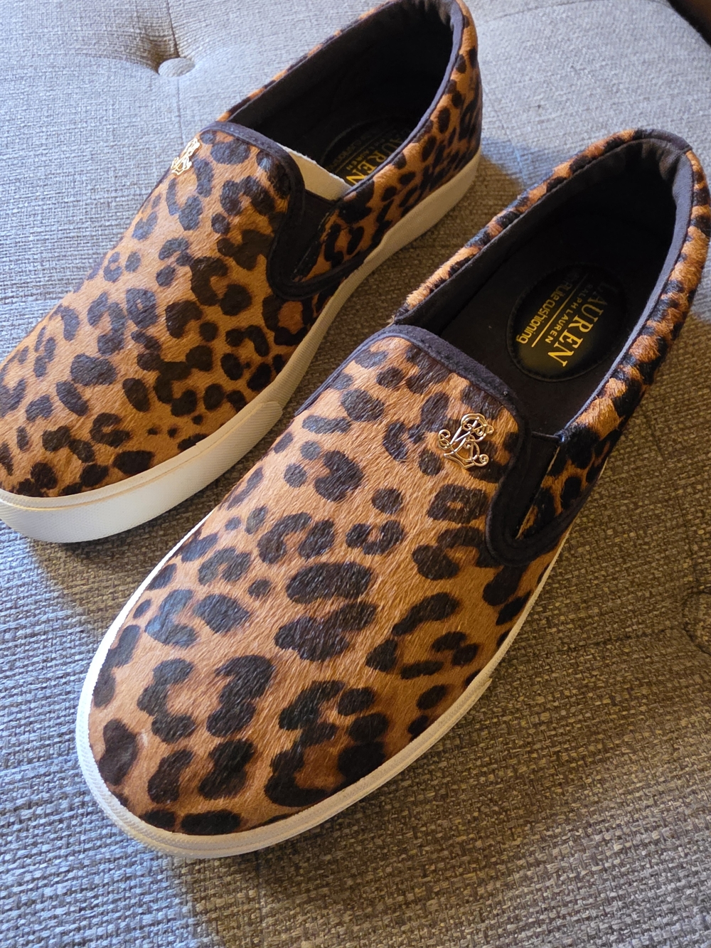 Ralph Lauren Leopard Print Calf Hair Slip-On Sneakers Women's Size 9B